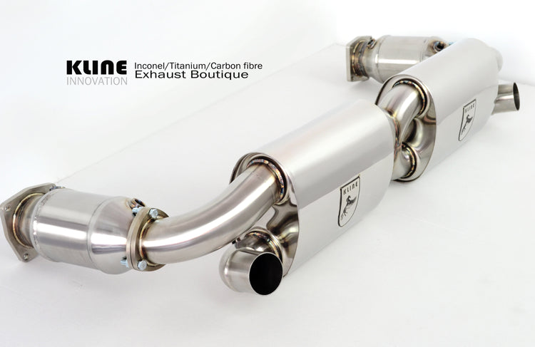 Left angled view of DECAT Pipe Set For Porsche 996 Turbo manufactured by Kline Innovation