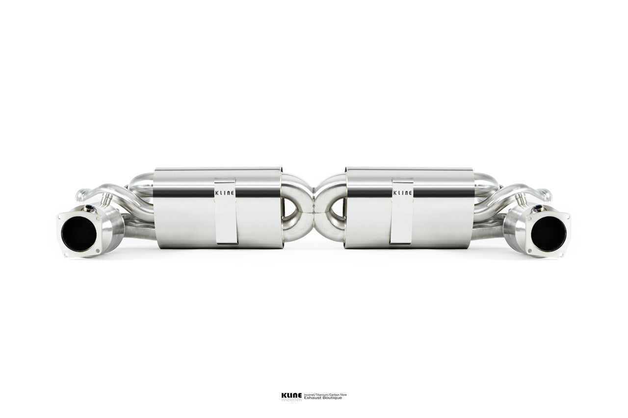 Back view of Exclusive Version Silencer Section For Porsche 991 Turbo (76/70mm) manufactured by Kline Innovation