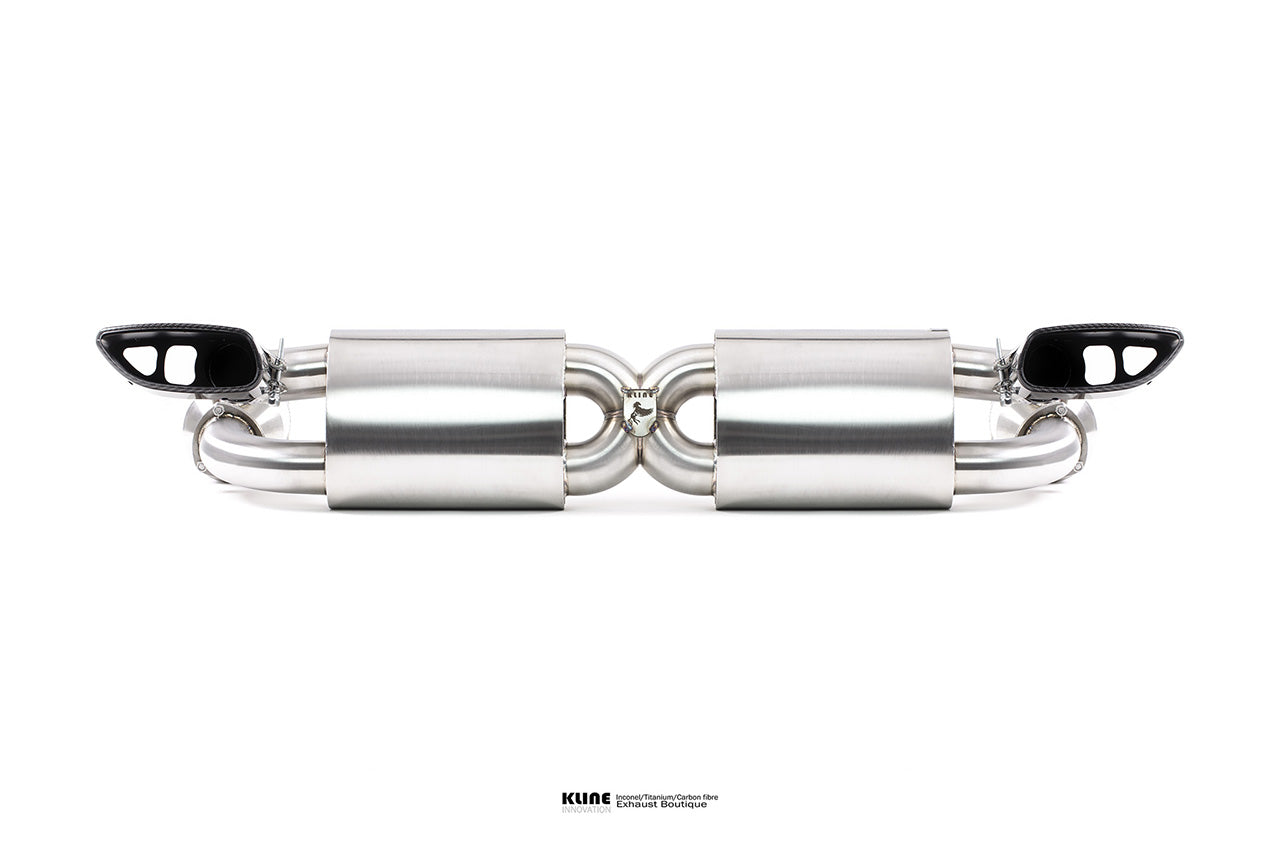 Front view of Silencer Section With Tip Cover For Porsche 997 Turbo manufactured by Kline Innovation