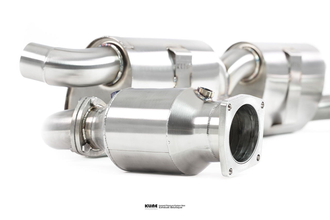 Closeup view of Catalytic Converter Silencer Section For Porsche 997.2 Turbo Gen II manufactured by Kline Innovation