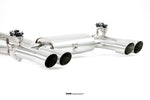 Closeup view of Valvetronic Cat-Back Exhaust System For BMW M4 F82/F83 manufactured by Kline Innovation