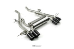 Left angled Birdseye view of Valvetronic Cat-Back Exhaust System With Center Pipes For BMW M3/M4 (G80,G82,G83) manufactured by Kline innovation