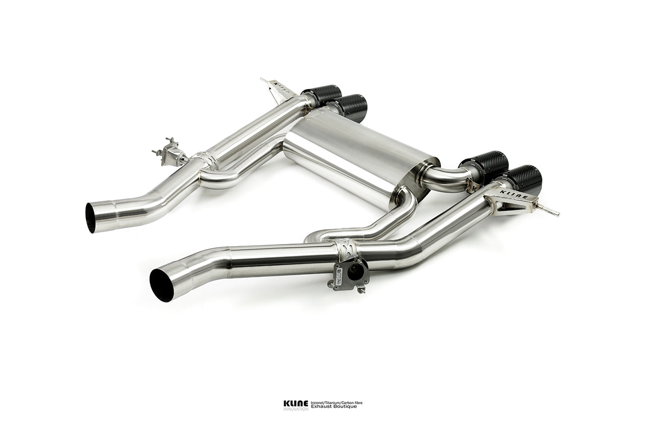 Back Birdseye view of Valvetronic Cat-Back Exhaust System With Center Pipes For BMW M3/M4 (G80,G82,G83) manufactured by Kline innovation