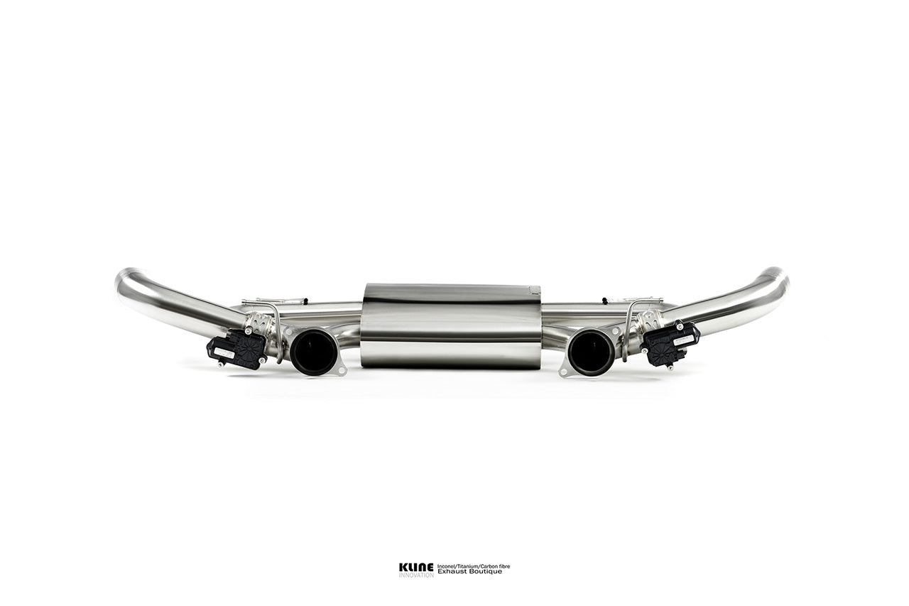 Back view of Valvetronic Cat-Back System For Aston Martin DB11 (2017+) manufactured by kline innovation