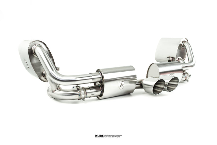 Left angled view of Valvetronic Exhaust System - SS Tips For Porsche 991 GT3/GT3RS (Gen1/Gen2) manufactured by Kline Innovation
