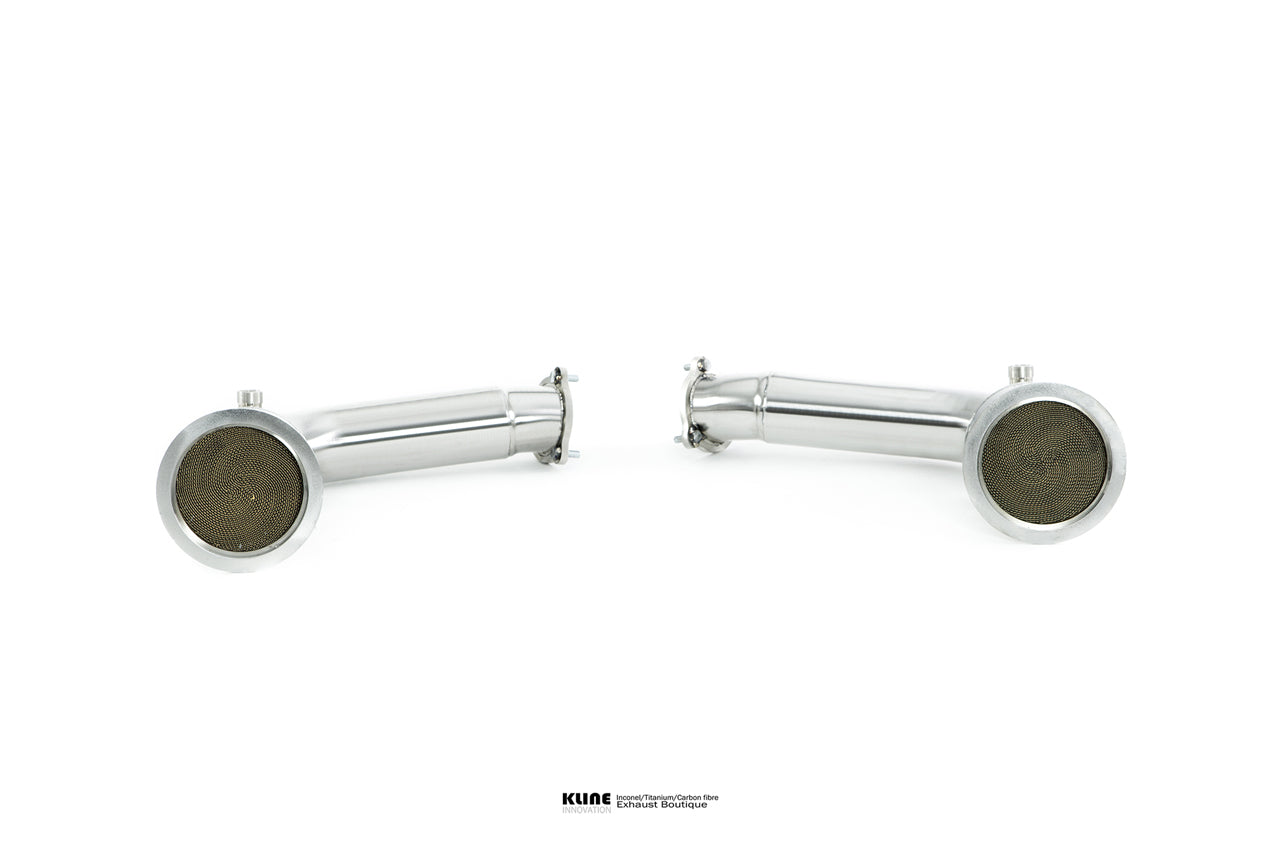 Front view of Valvetronic Rear System Catalytic Converter For Lamborghini Urus manufactured by kline innovation