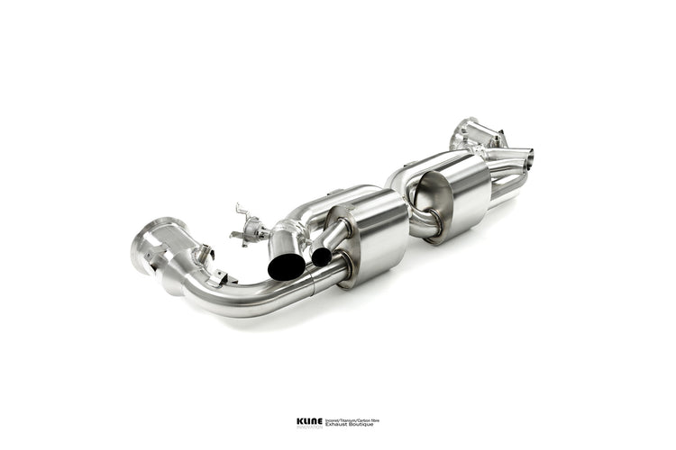 Left angled view of Valvetronic Silencer Section For Porsche 992 Carrera manufacture by Kline Innovation