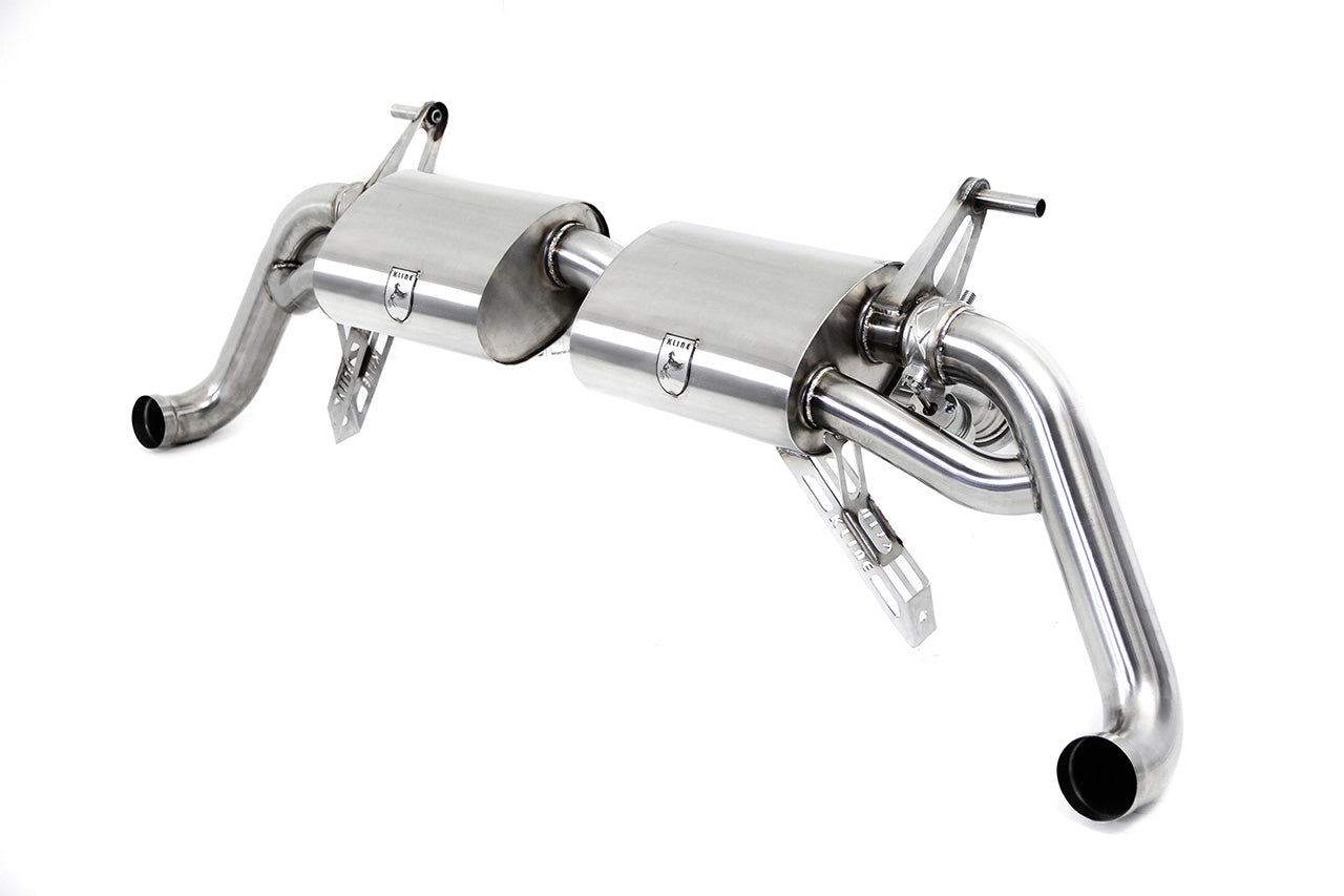 Right angled view of valvetronic exhaust system for Audi R8 GT V10 which fits in 2012 to 2016 models manufactured by kline innovations