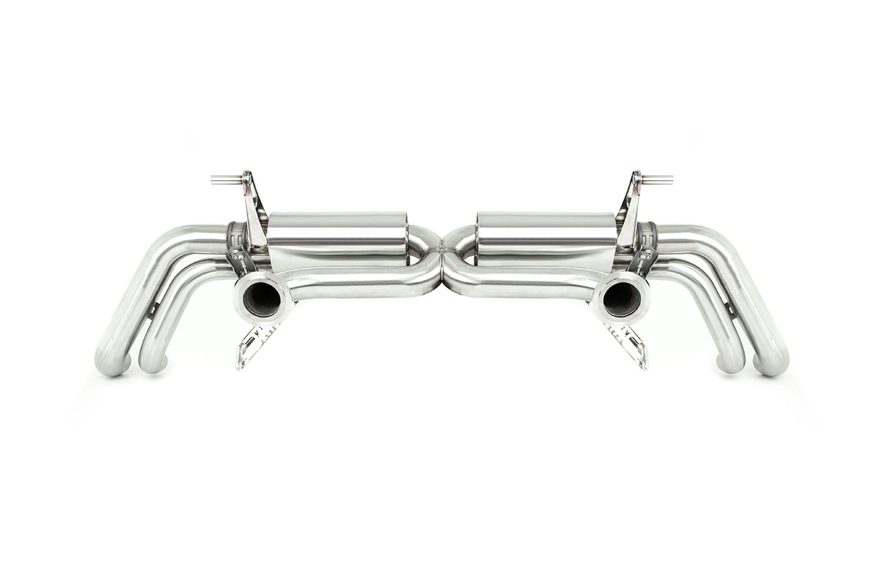 Back view of valvetronic system exhaust for Audi R8 V10 which fits in 2010 to 2012 models manufactured by kline innovation