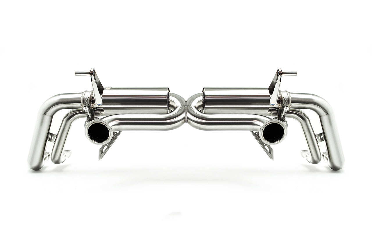 Back view of valvetronic system exhaust for Audi R8 V10 which fits 2017 to 2019 models manufactured by kline innovation