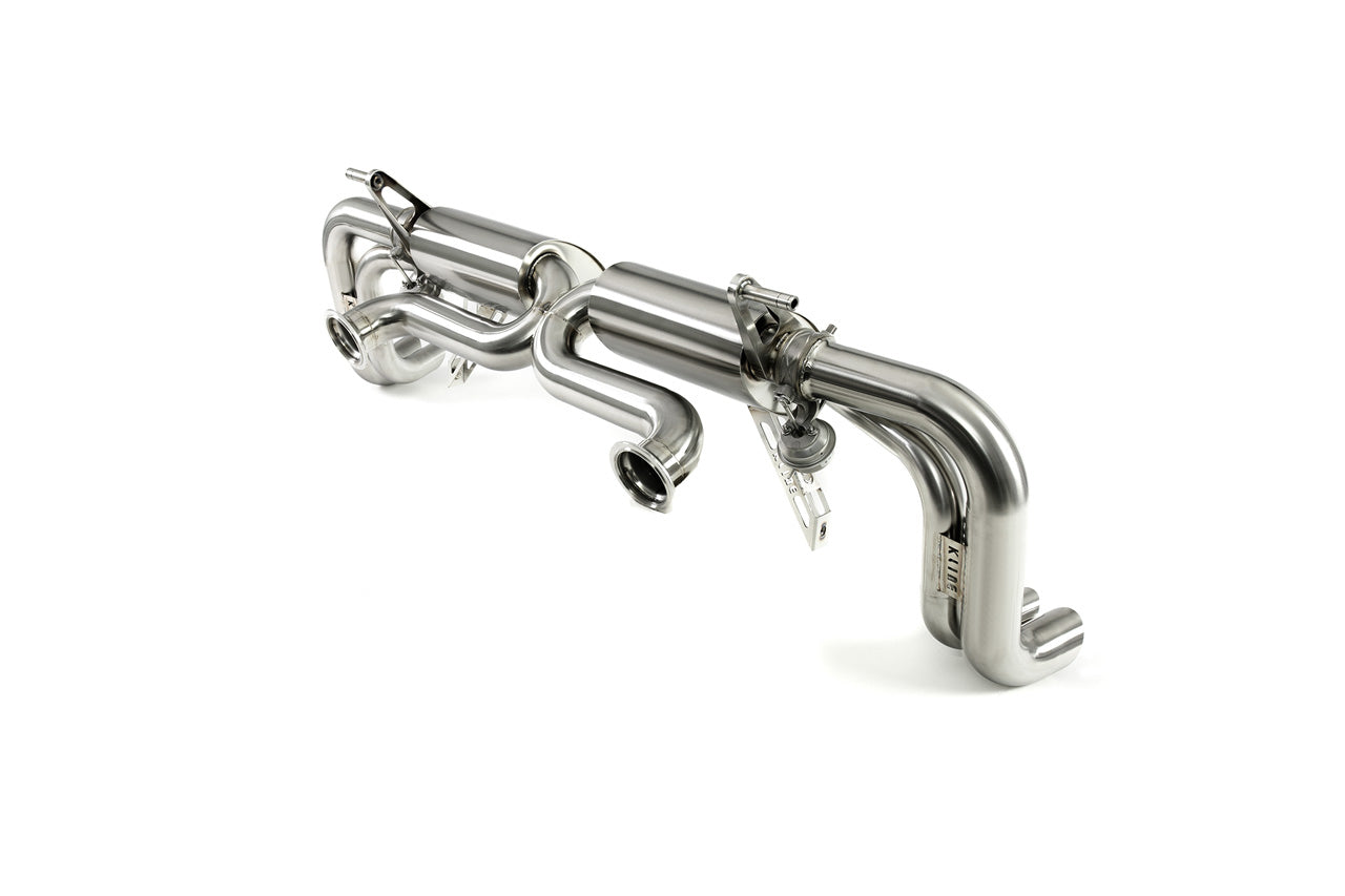 Back view of valvetronic system exhaust for Audi R8 V10 which fits 2020 plus models manufactured by kline innovation