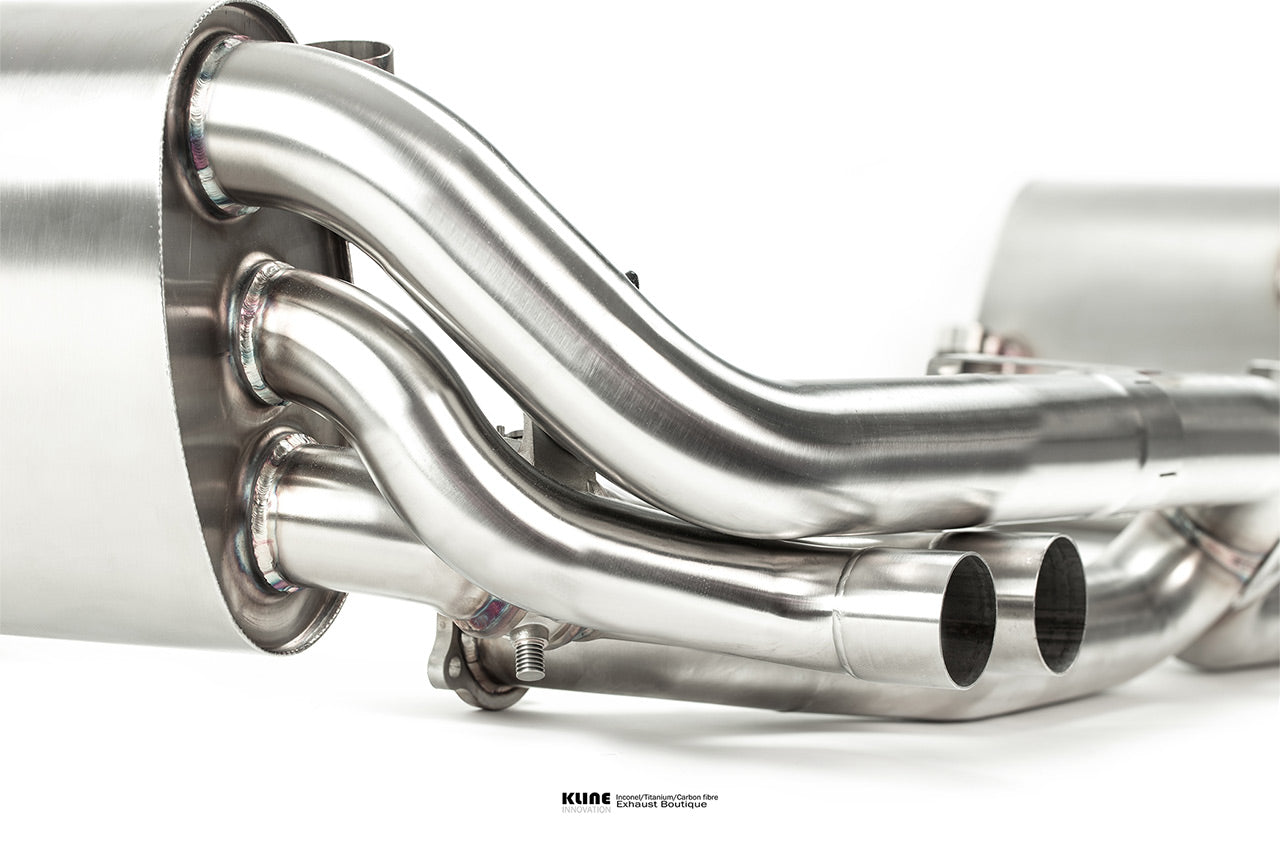 Closeup view of three Manifolds Pipes Valvetronic System For Porsche 997.2 Carrera /GTS (2009-2012) manufactured by Kline Innovation