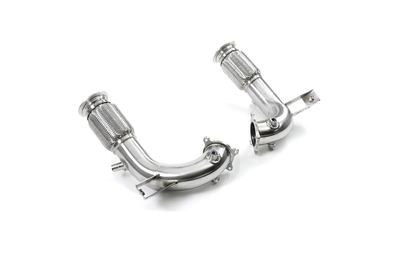Two pipes which fits on valvetronic system opf exhaust for Audi R8 V10 2020+ models manufactured by kline innovation
