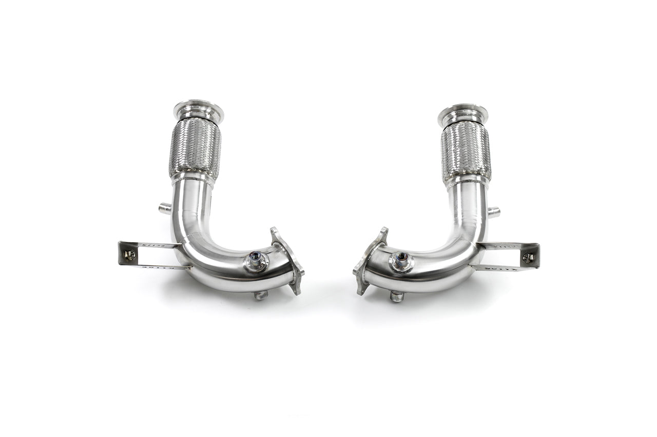 Two pipes which fits on valvetronic system opf exhaust for Audi R8 V10 2020+ models manufactured by kline innovation