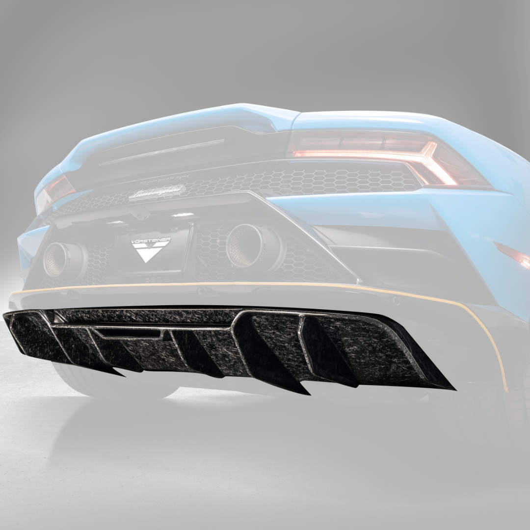 Huracan EVO Monza diffuser, faded view highlighting carbon