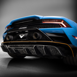 Monza Edizione rear diffuser on blue Huracan EVO, rear view