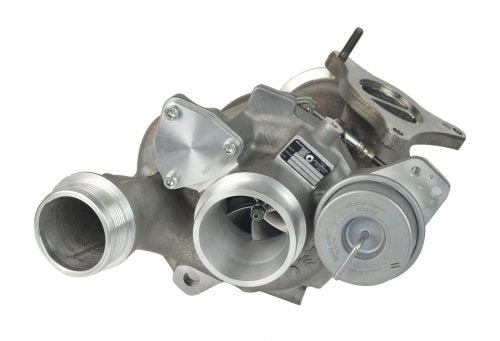 A front view of Pure Turbos Turbo Upgrade Pure650 for Mercedes Benz (CLA45/GLA45/A45) M133 2013-2019 with white background
