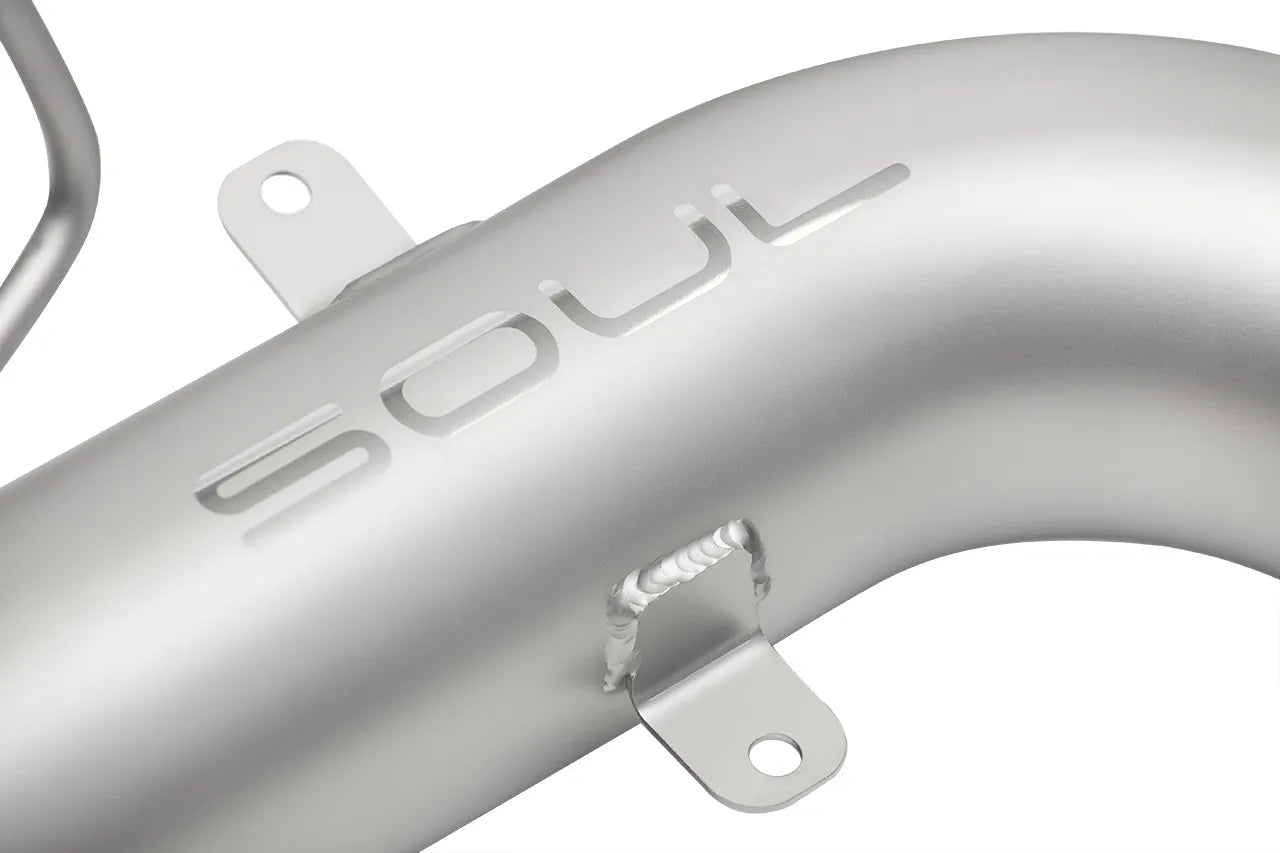 mclaren catless downpipes soul performance white background for mclaren 600lt zoomed in