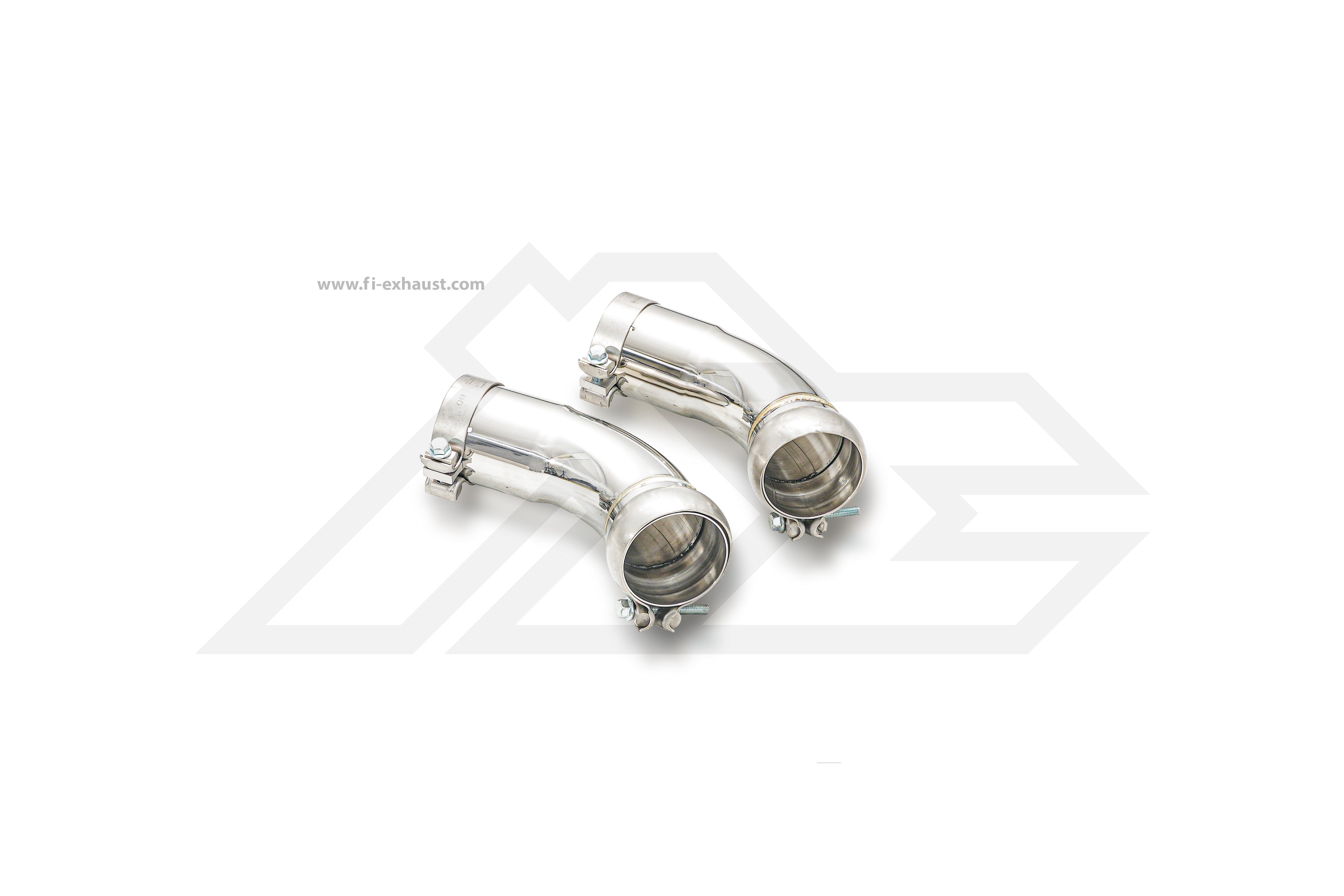 A top view of Fi EXHAUST Valvetronic Cat-Back System for BMW G87 M2 2022+ downpipe with white background