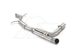 A top view of Fi EXHAUST Valvetronic Cat-Back System for Porsche G2 95B.2 Macan 2.0T (OPF) 2019+ downpipe with white background