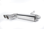 A front view of Milltek Resonated Downpipe-Back Exhaust System OEM Polished Tips for Audi UR Quattro 10v Turbo 1980-1991 with white background