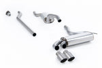 A front view of Milltek Resonated Downpipe-Back Exhaust System Brushed Titanium Tips for Audi UR Quattro 20v Turbo 1990-1991 with white background