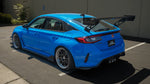A back view of a blue Honda fitted with APR Performance 67" GT-250 Adjustable Wing Honda FL5 Civic Type R 2023+