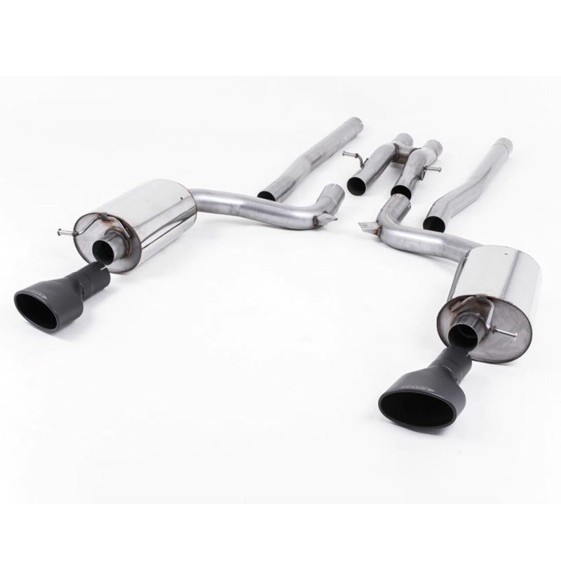 Milltek Sport exhaust system parts for 2008-2010 Audi RS6 C6 5.0 V10 biturbo quattro: pipework, silencers and black tailpipe tips (photo 2)