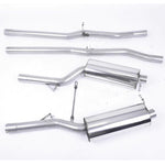 A front view of Milltek Non-Resonated Catback Exhaust System for Audi RS6 C5 2002-2004 with white background