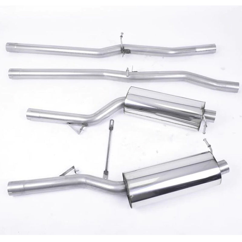 Milltek Sport exhaust system parts for 2002-2004 Audi RS6 C5 V8 Bi-Turbo Saloon & Avant: pipework, silencers and polished silver tailpipe tips (photo 2)
