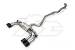 A top view of Fi EXHAUST Valvetronic Cat-Back System for Volkswagen MK2 Tiguan R (OPF) 2021+ with white background