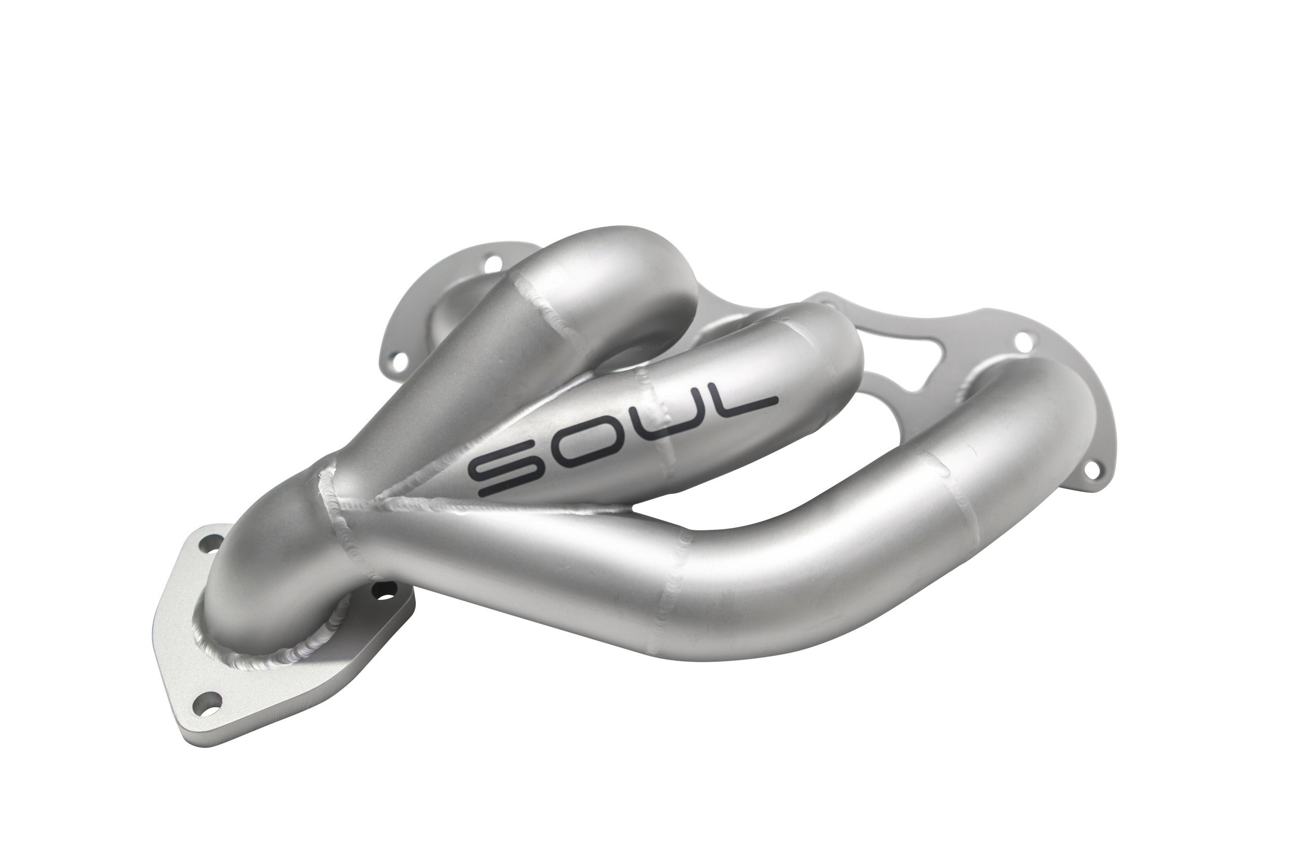 Soul 991 Turbo / Turbo S sport headers: close-up of a header with SOUL logo