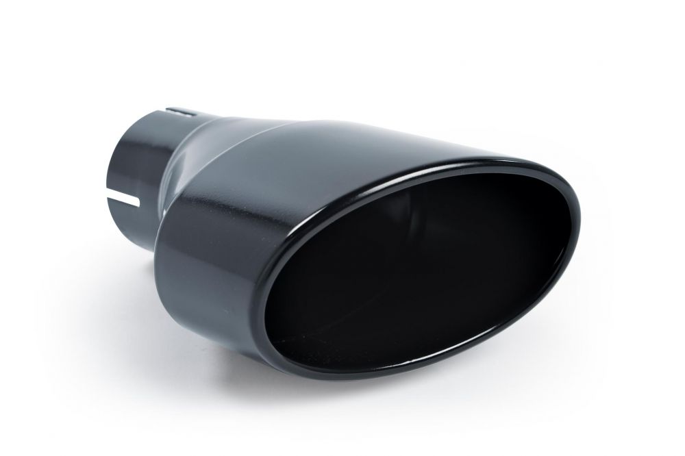 Close-up of black oval Milltek Sport exhaust tips for the 2013-2018 Audi S3 2.0 TFSI quattro Sportback 8V/8V.2
