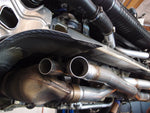 A close up view of Shark Werks Exhaust for Porsche 991 / 991.2 Turbo / S fitted on the car