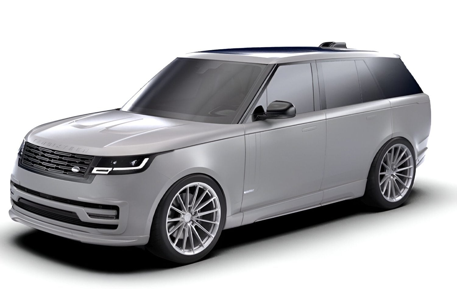 Render of a silver Range Rover Vogue with the 1016 narrow body kit