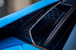 Carbon side intake on a blue Huracan LP610, close-up
