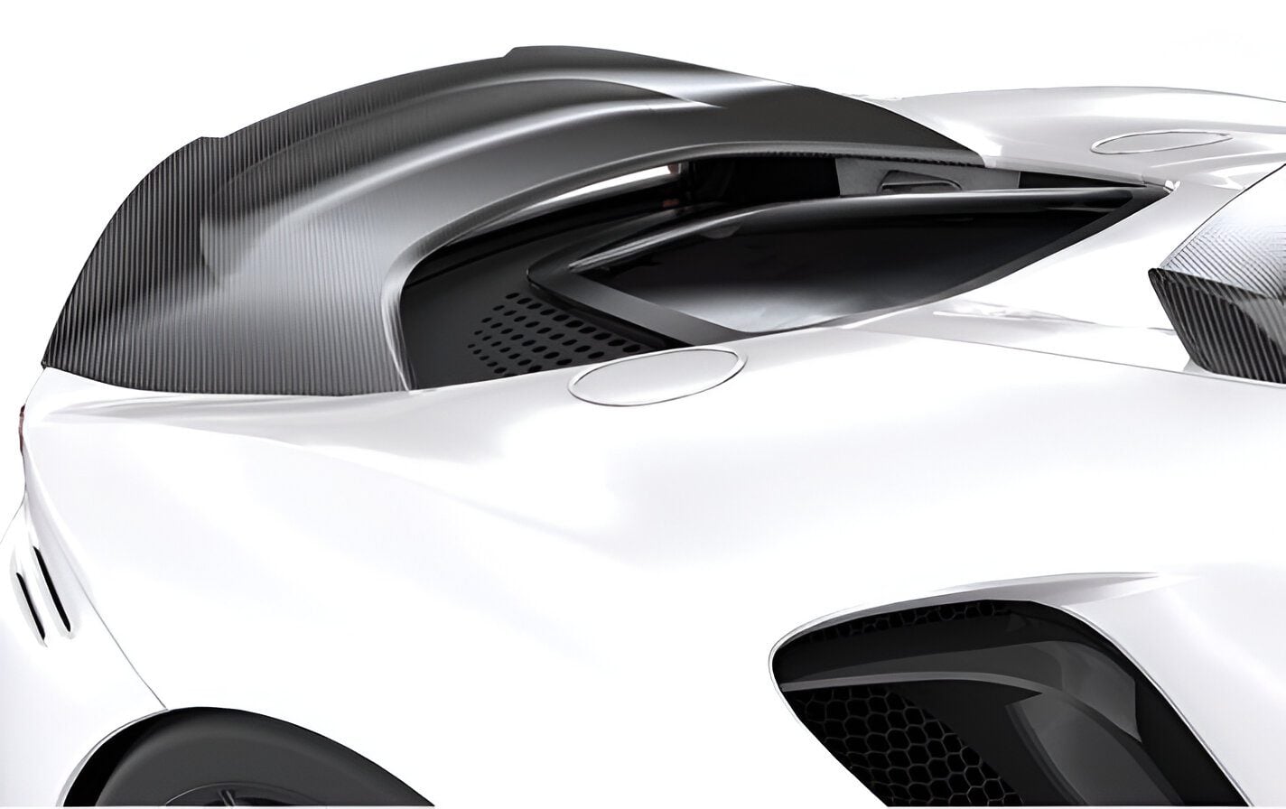 Carbon race spoiler on a white Ferrari SF90 rear deck