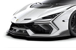 Front lip on a white Lamborghini Revuelto, front corner close-up