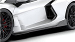 Side skirt on a white Lamborghini Revuelto, low side view