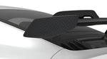 Carbon wing tip on a 992 GT3 swan-neck rear wing, close-up