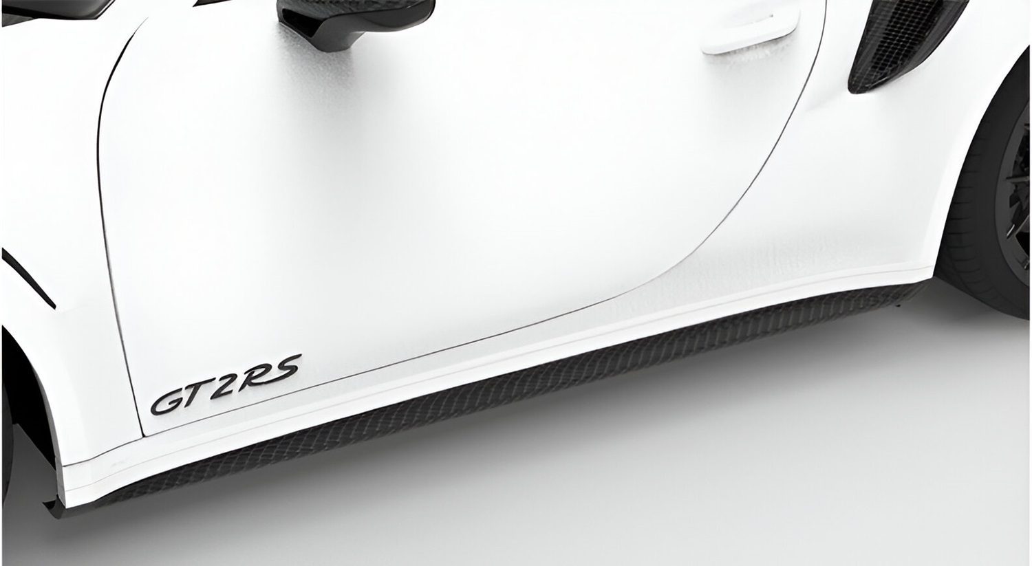 Carbon side skirt on a white Porsche 911 GT2 RS