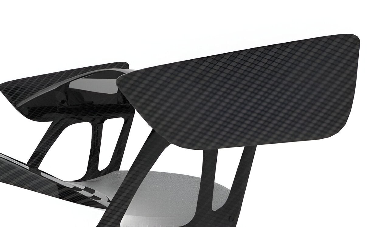 Carbon wing tip on a GT2 RS rear wing, close-up
