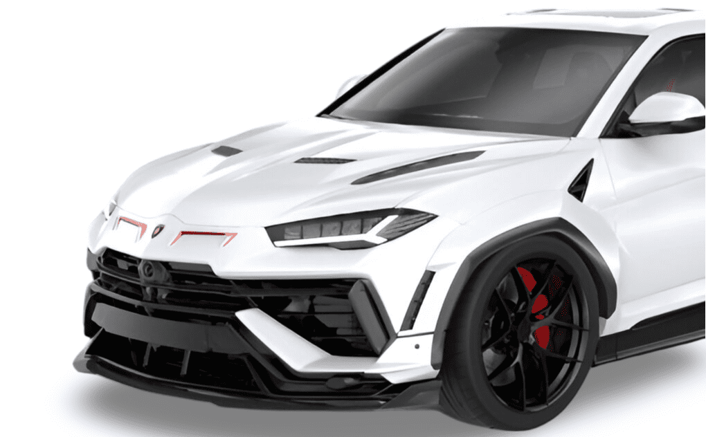 Render of a white Urus with the 1016 front-end parts