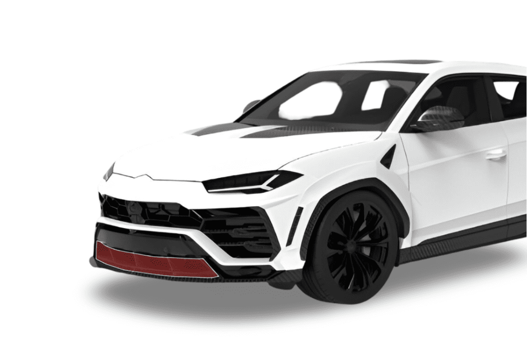 Render of a white Urus with the front upper lip highlighted