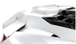 Active race spoiler on a white Lamborghini Revuelto, close-up