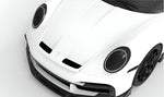Vented hood on a white Porsche 911 Turbo S (992), front close-up