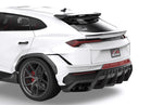 Render of a white Lamborghini Urus rear three-quarter with the 1016 rear parts