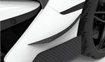 Carbon dive canards on the front bumper of a white McLaren 570S