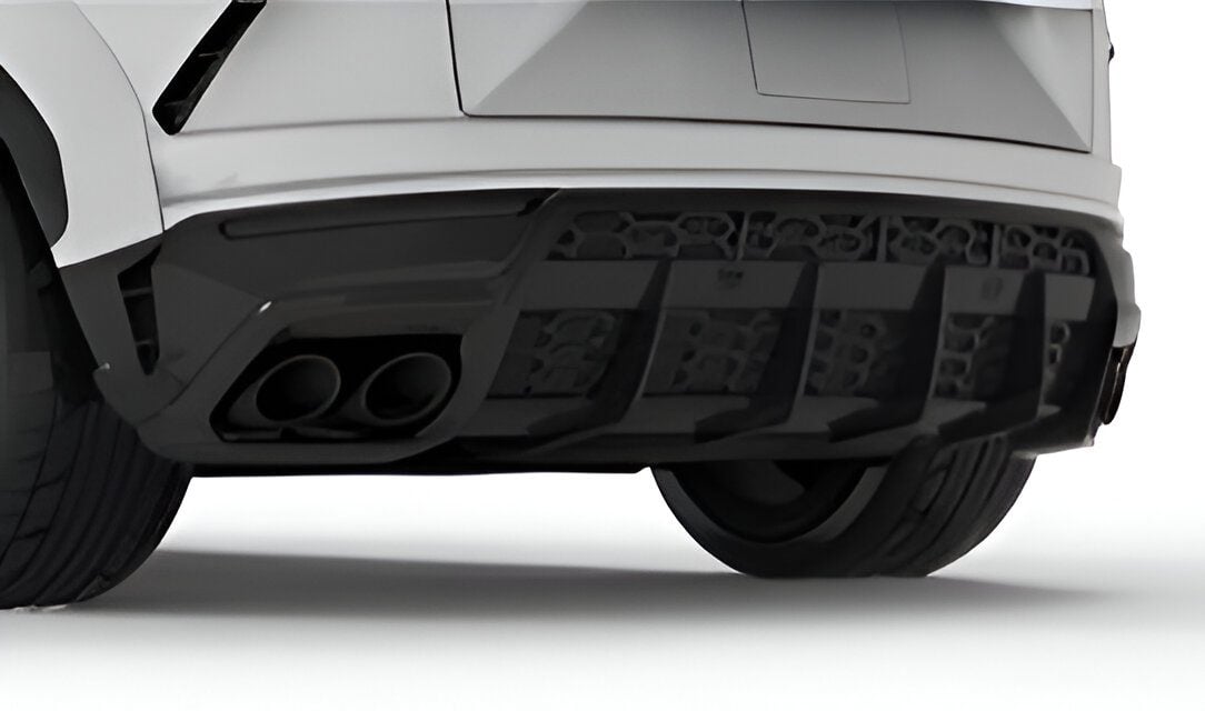 White Urus rear diffuser, low rear view