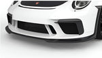 Carbon front lip on a white Porsche 911 GT3 RS, close-up